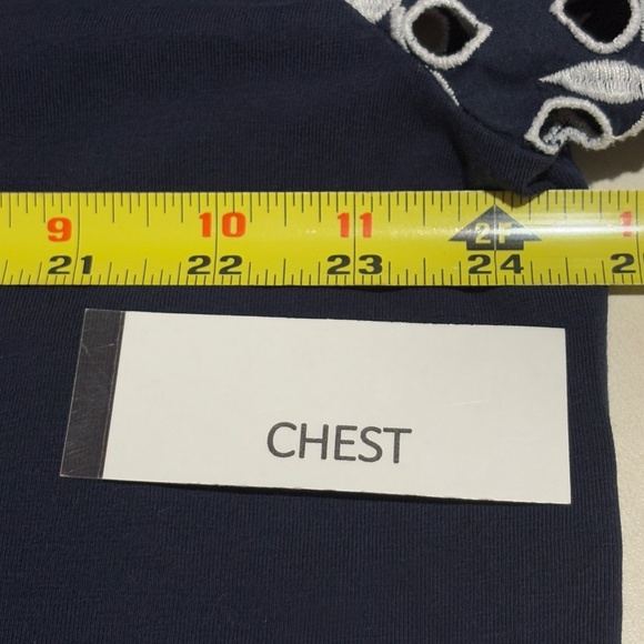 Chicos Embroidered Eyelet Tier Sleeve T shirt Pima Cotton Sz 4 = US: XXL Office - Picture 10 of 12